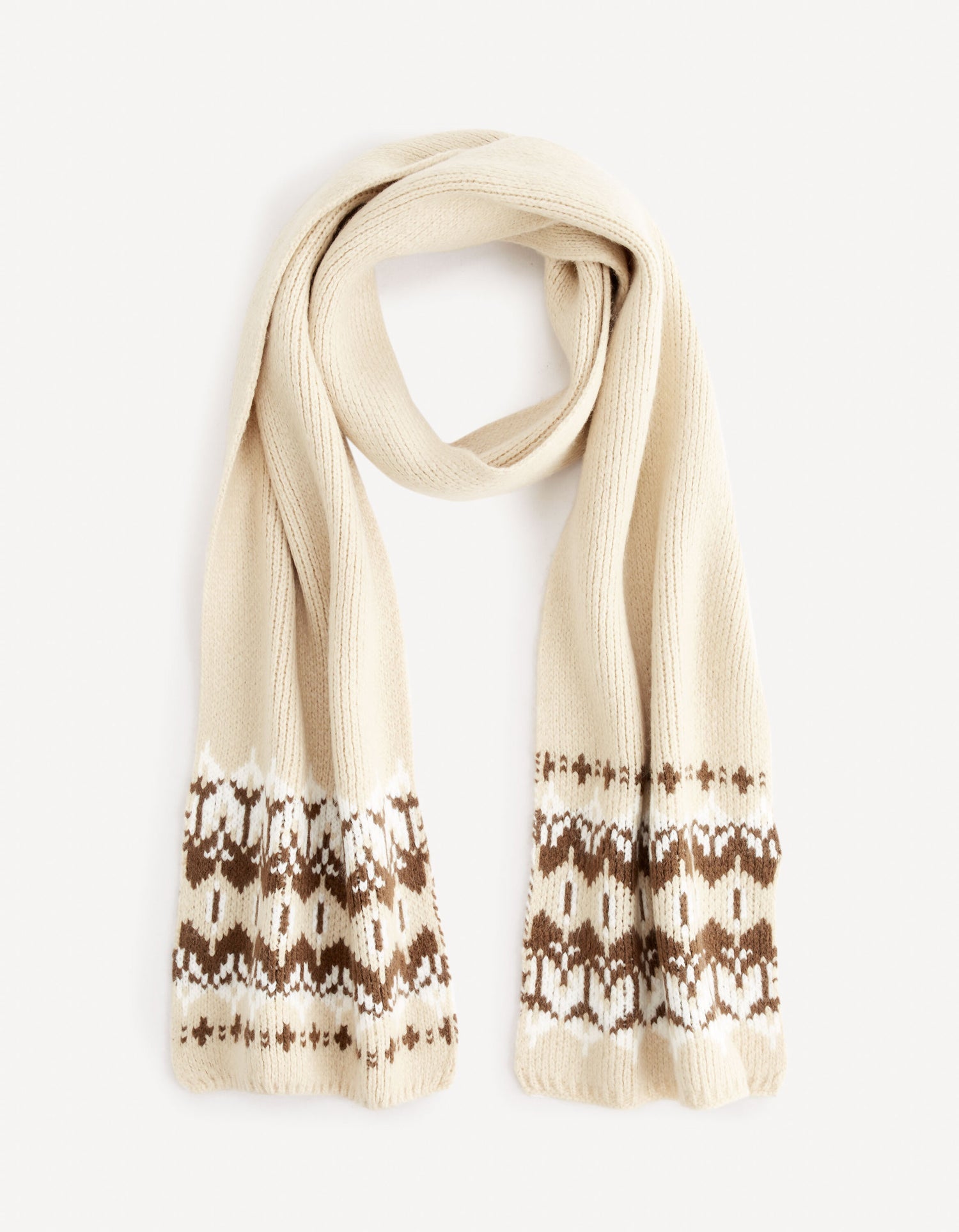 Jacquard Scarf - Beige_FISCAJAQ_BEIGE_01