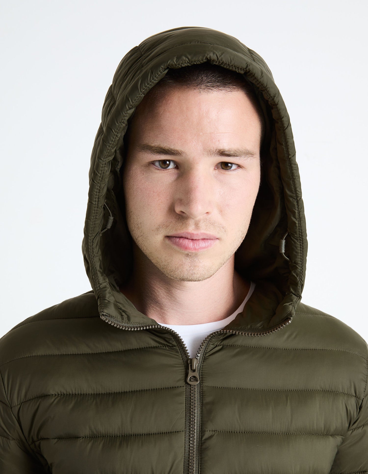 Light Hooded Down Jacket_FUBUBBLE_KHAKI_05