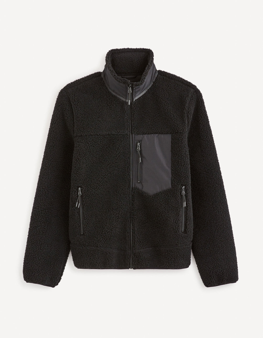 Sherpa Jacket With Stand-Up Collar_FUCURLY_BLACK_02