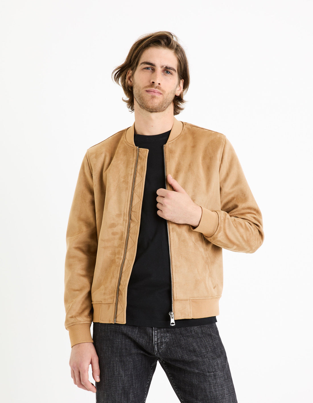 Faux Suede Bomber Jacket_FUDAIN2_TAUPE_01