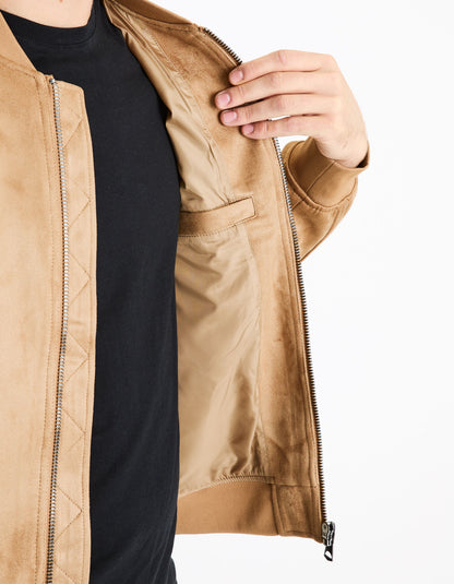 Faux Suede Bomber Jacket_FUDAIN2_TAUPE_05