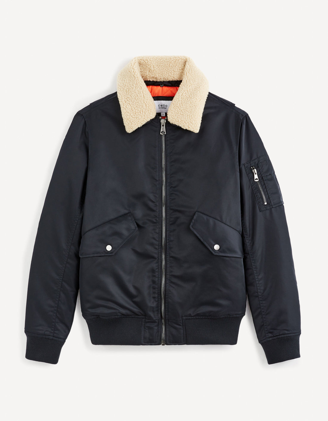 Bomber Down Jacket Lined With Sherpa_FUJAMESCOL_NAVY_01