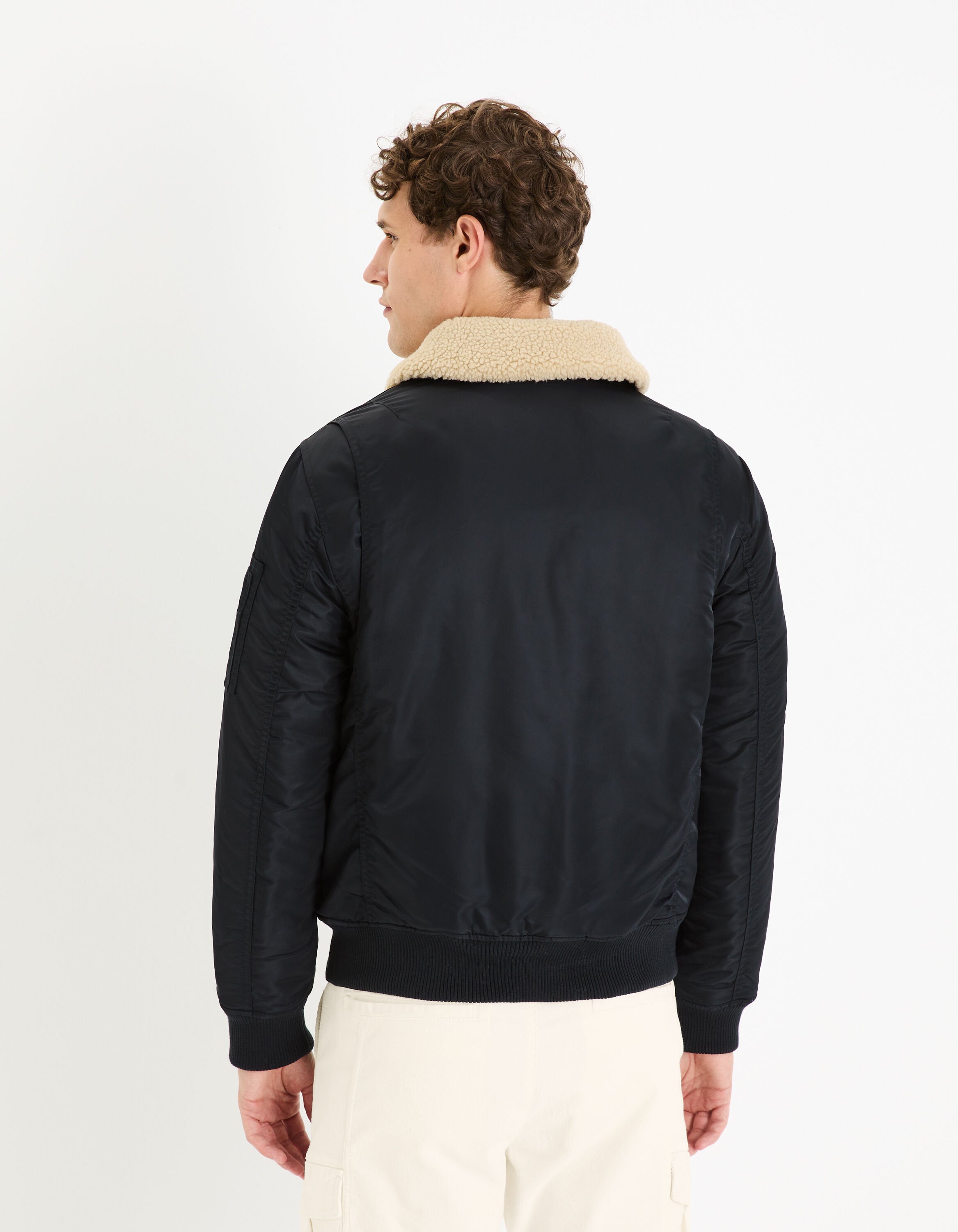 Bomber Down Jacket Lined With Sherpa_FUJAMESCOL_NAVY_04