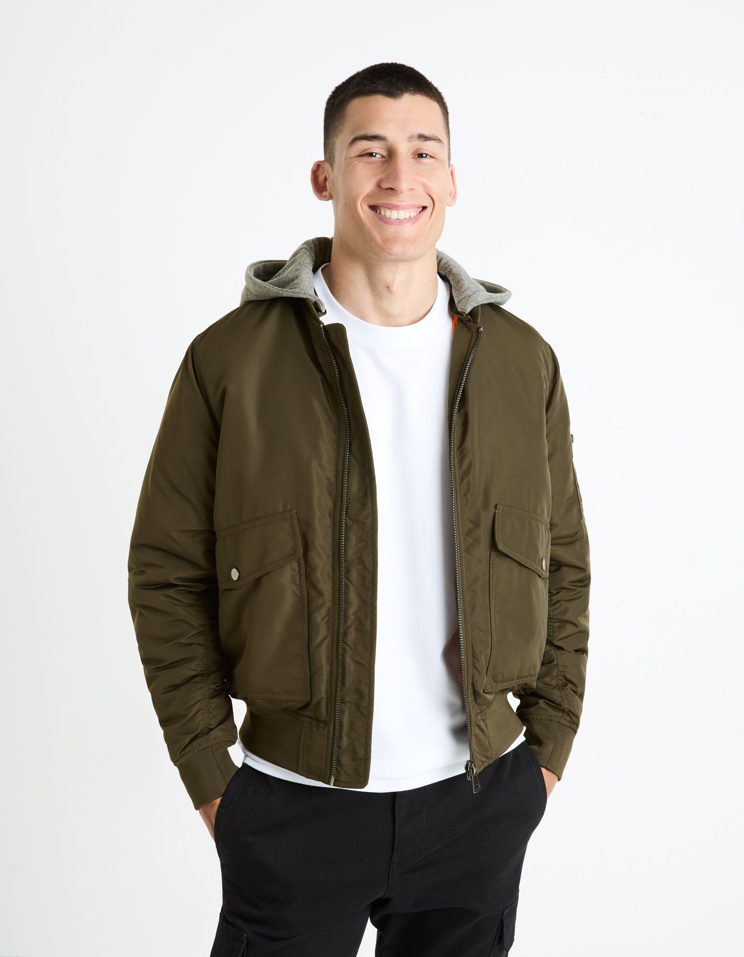 Bomber Down Jacket With Removable Hood_FUJAMESHOO_KHAKI_01