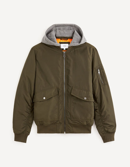 Bomber Down Jacket With Removable Hood_FUJAMESHOO_KHAKI_02