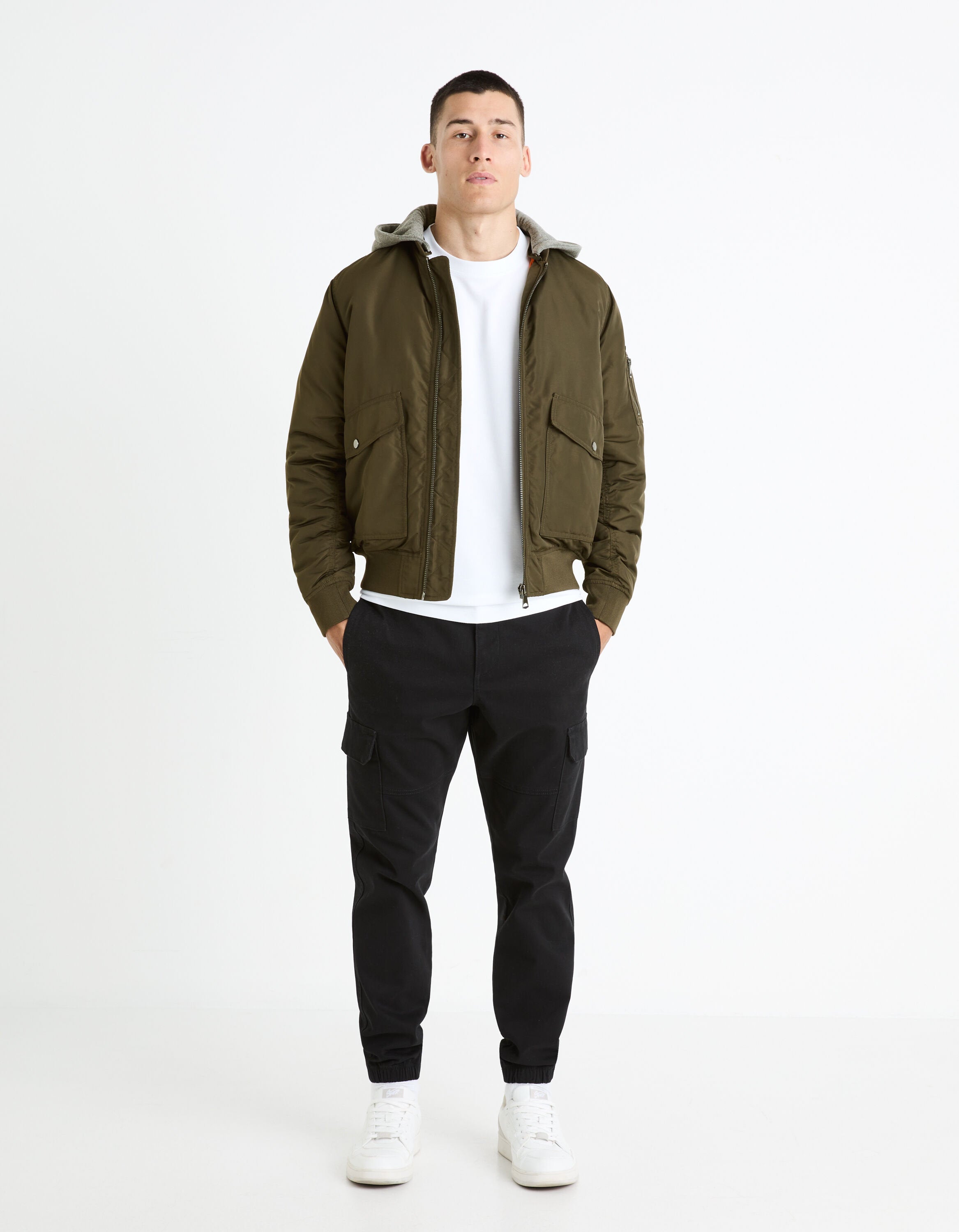 Bomber Down Jacket With Removable Hood_FUJAMESHOO_KHAKI_03