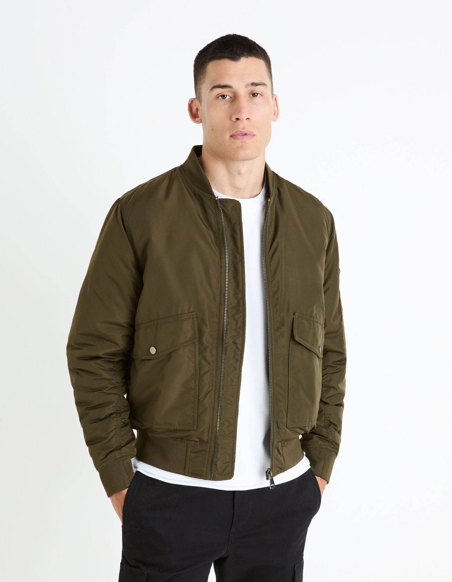 Bomber Down Jacket With Removable Hood_FUJAMESHOO_KHAKI_05