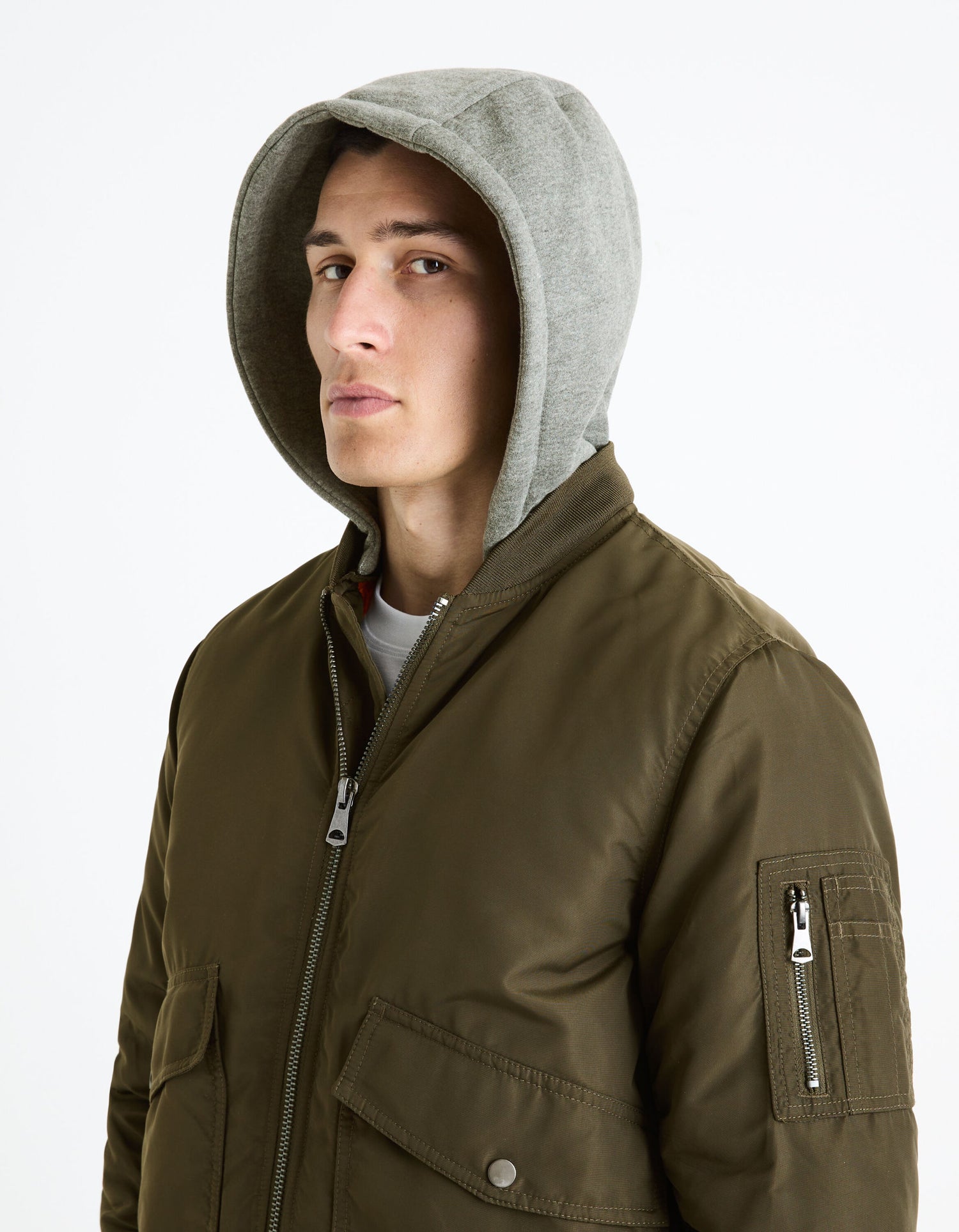 Bomber Down Jacket With Removable Hood_FUJAMESHOO_KHAKI_06