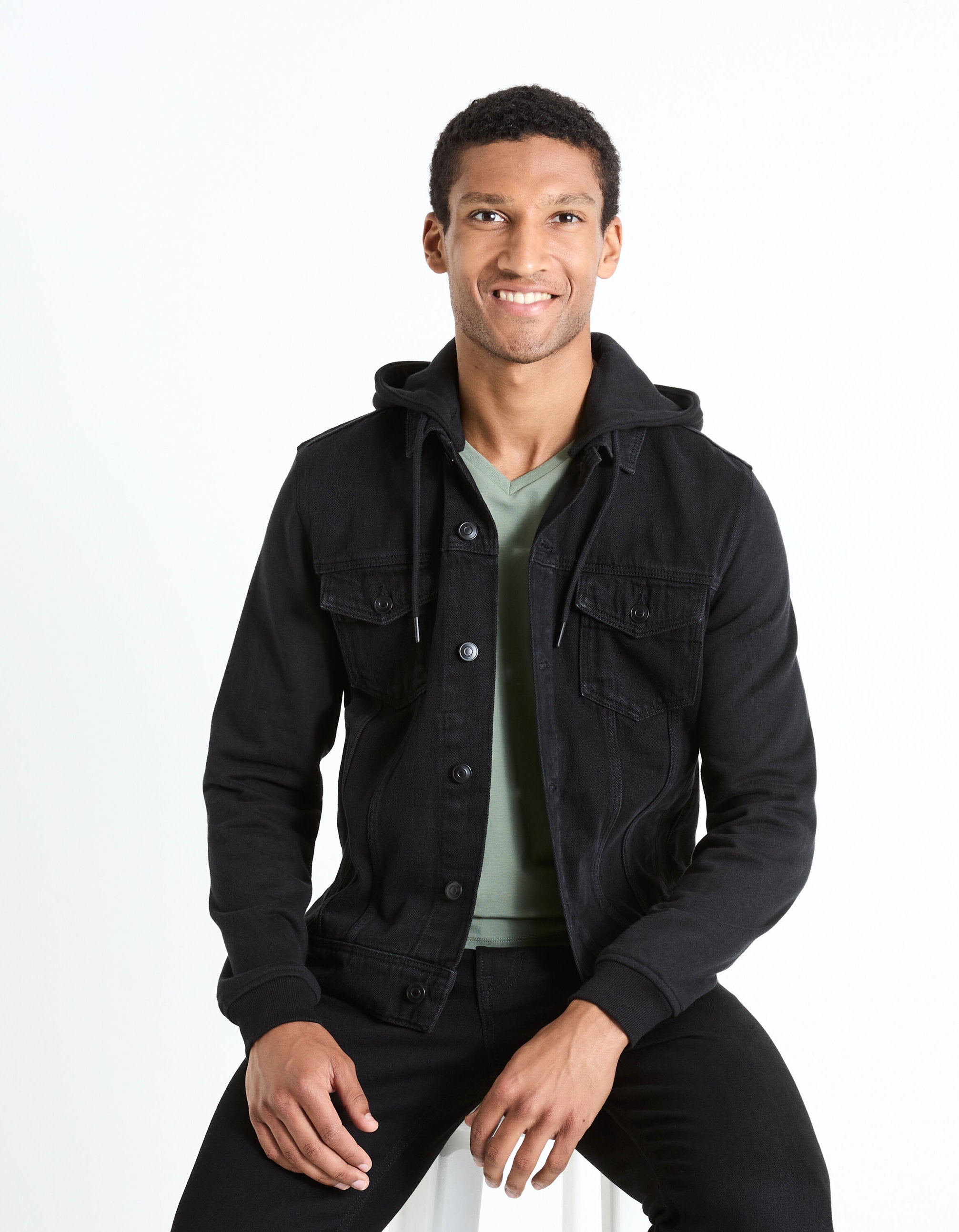 Hooded Denim Jacket_FUJERSDEN_BLACK_01