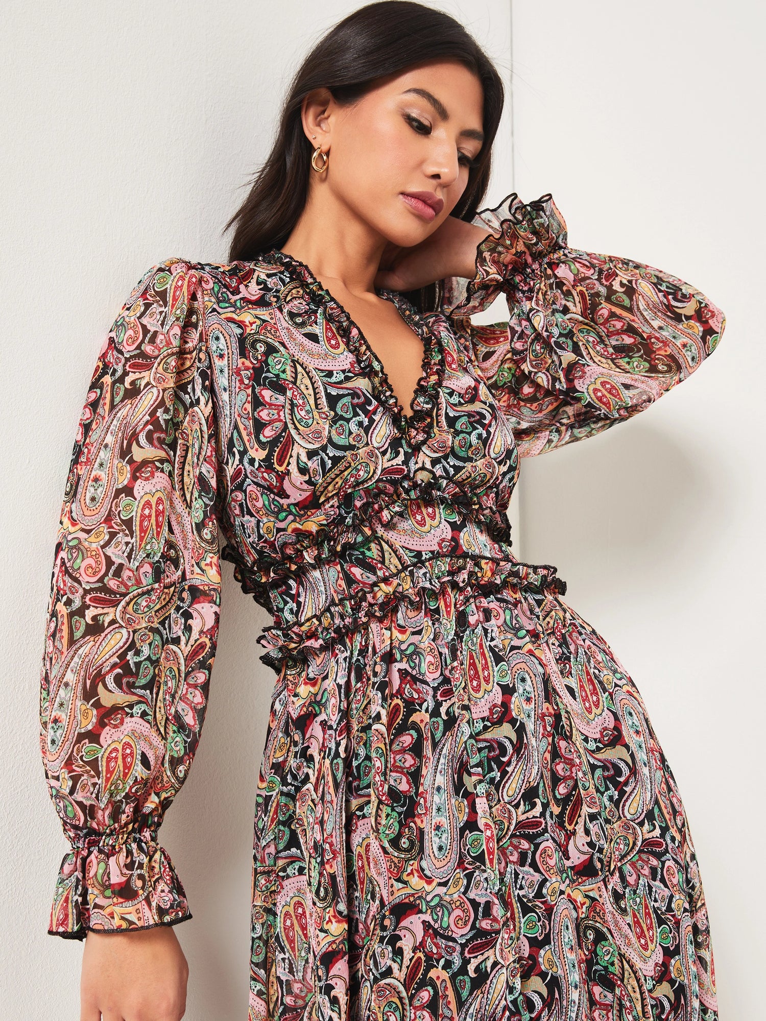 Multicolor Paisley Print Dress