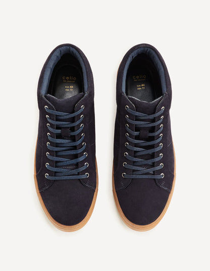 High-Top Leather Shoes - Navy Blue_FYSKATER_NAVY_03