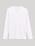 Long Sleeved V Neck Slim Stretch Cotton T-Shirt_GEUNIVML_OPTICAL WHITE_01