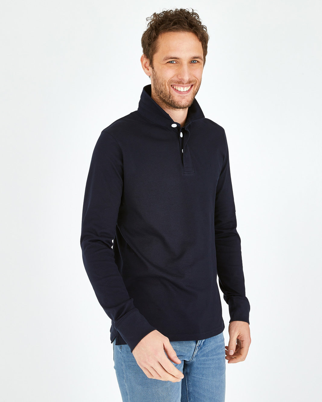 Dark Blue Polo Manches Longues Eden Park