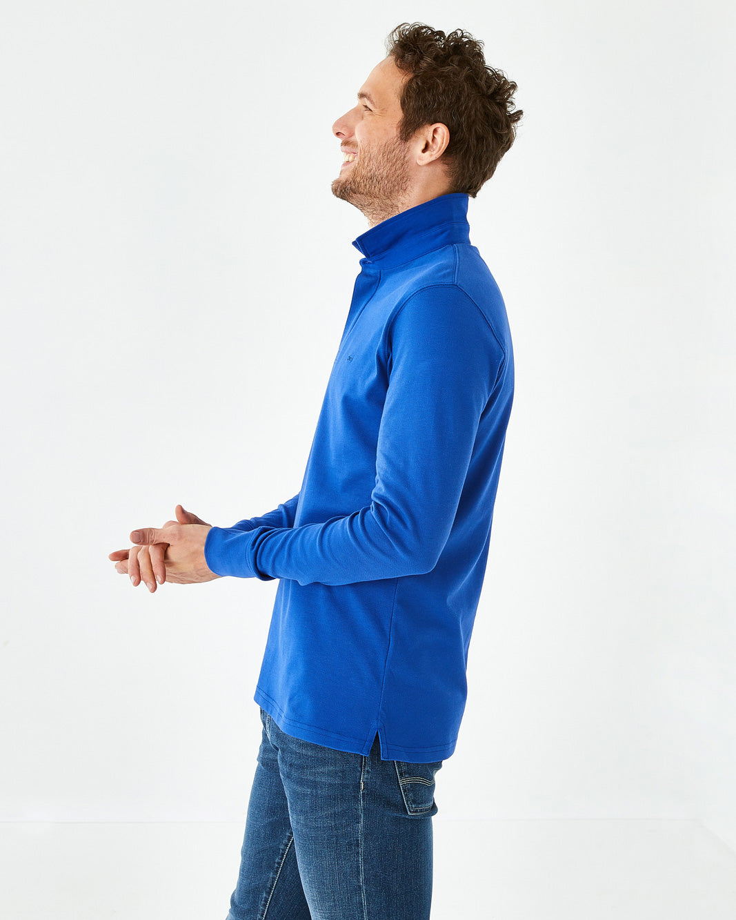 Middle Blue Polo Manches Longues Eden Park