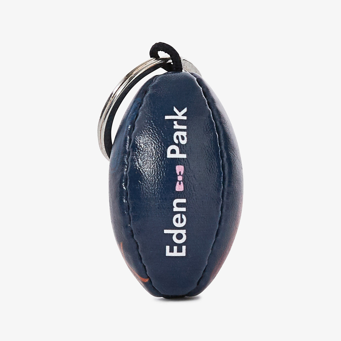 Blue Rugby Ball Keychain With Multicolored Screen Print