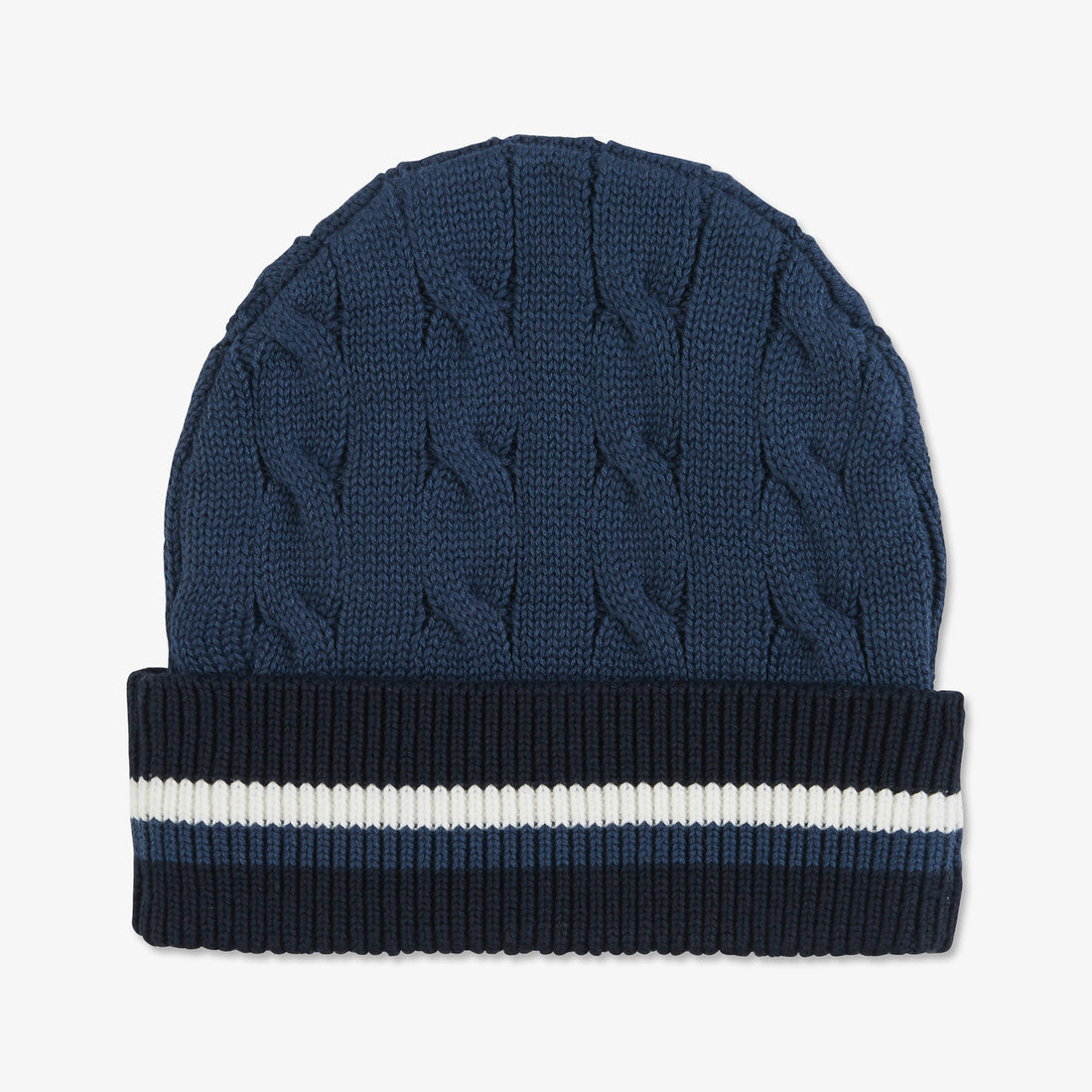 Tricolour Blue Cable Knit Hat