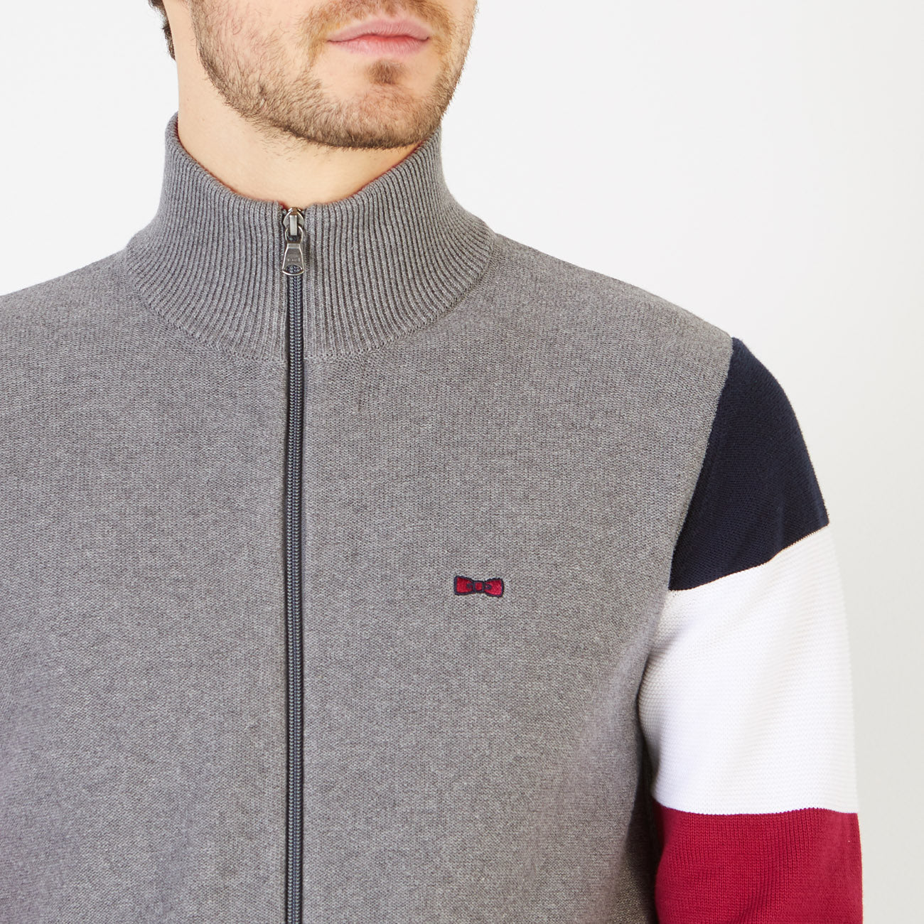 Gray Fancy Knit Zipped Cardigan Eden Park