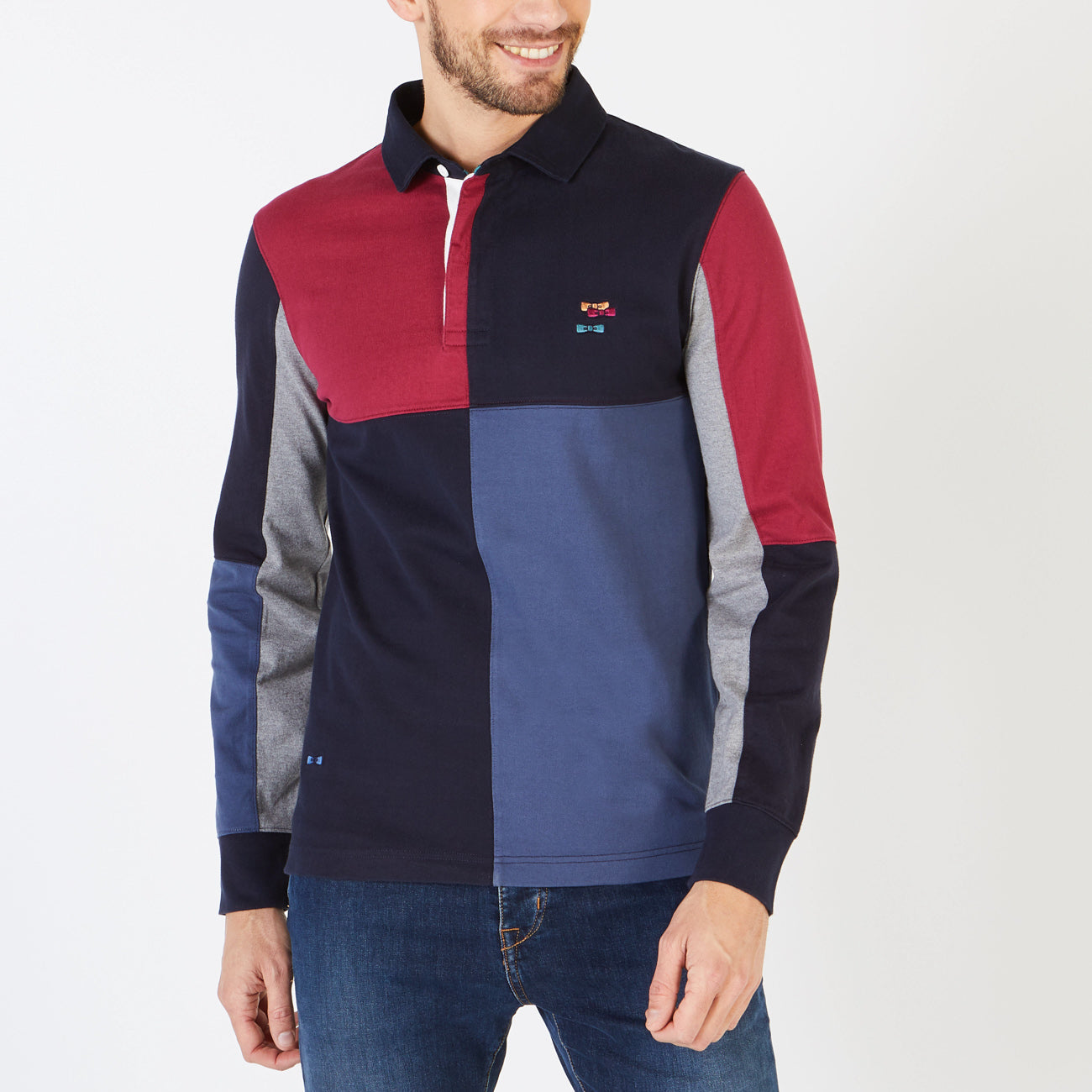 Blue Colour-Block Rugby Shirt Eden Park