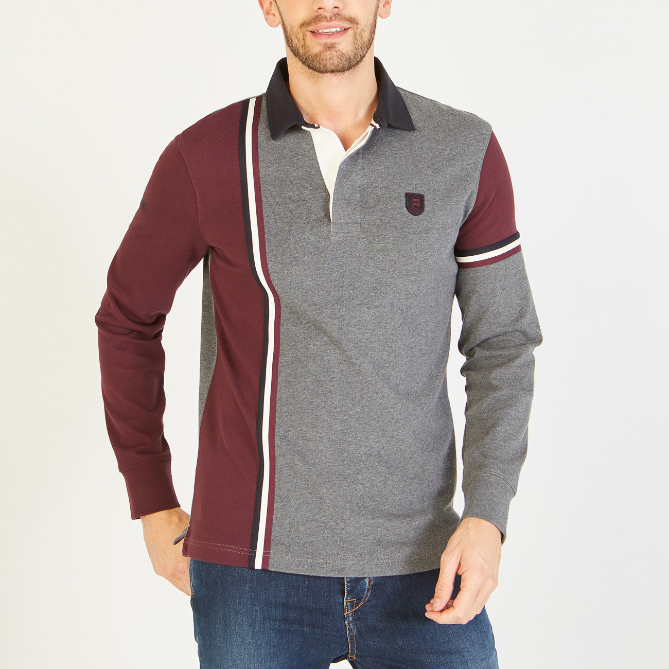 Burgundy Colour-Block Long-Sleeved Jersey Eden Park