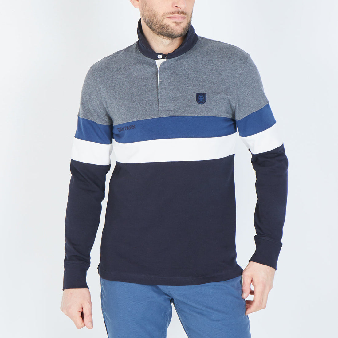 Colour-Block Long-Sleeved Rugby Shirt Eden Park