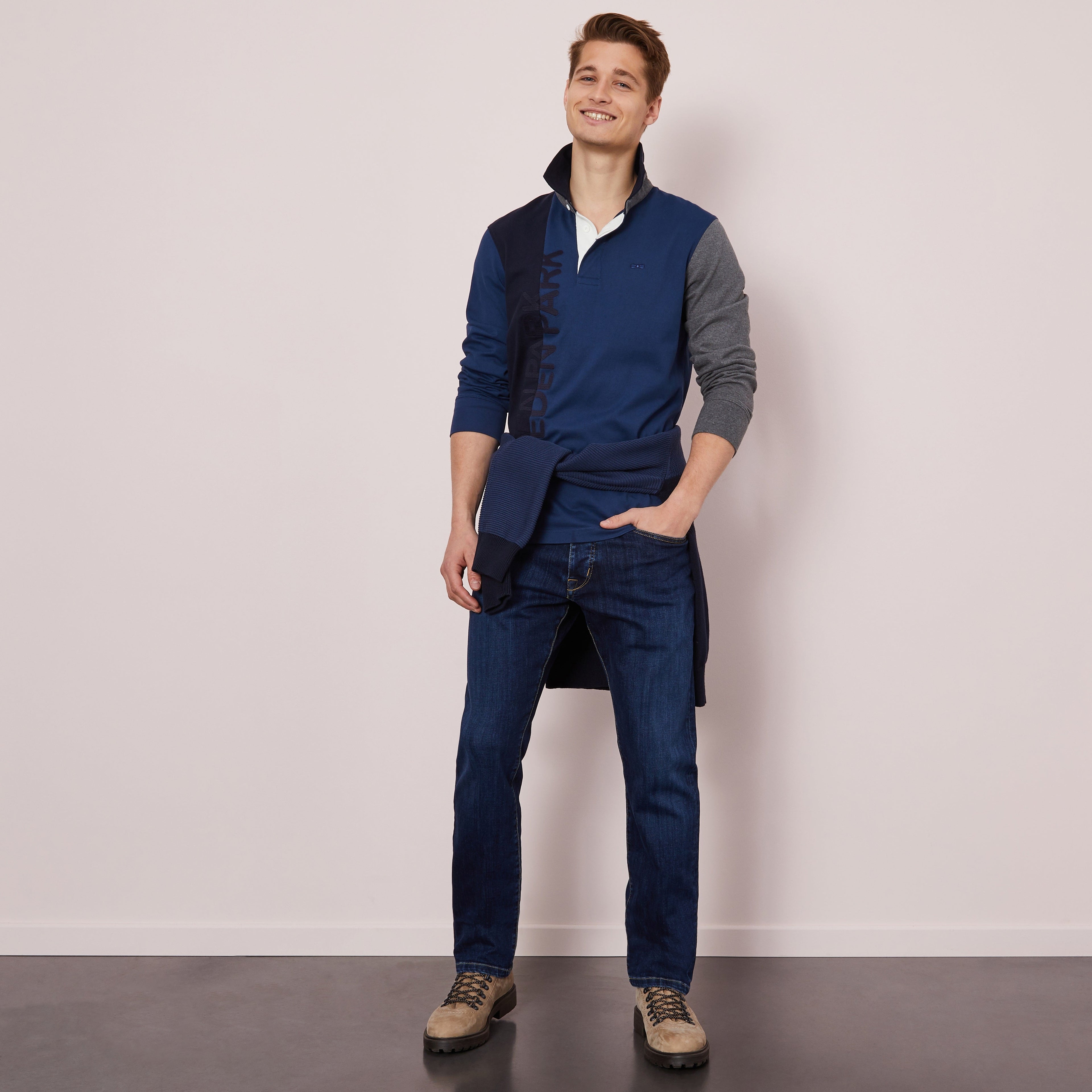 Colour-Block And Embroidery Long-Sleeved Rugby Shirt Eden Park