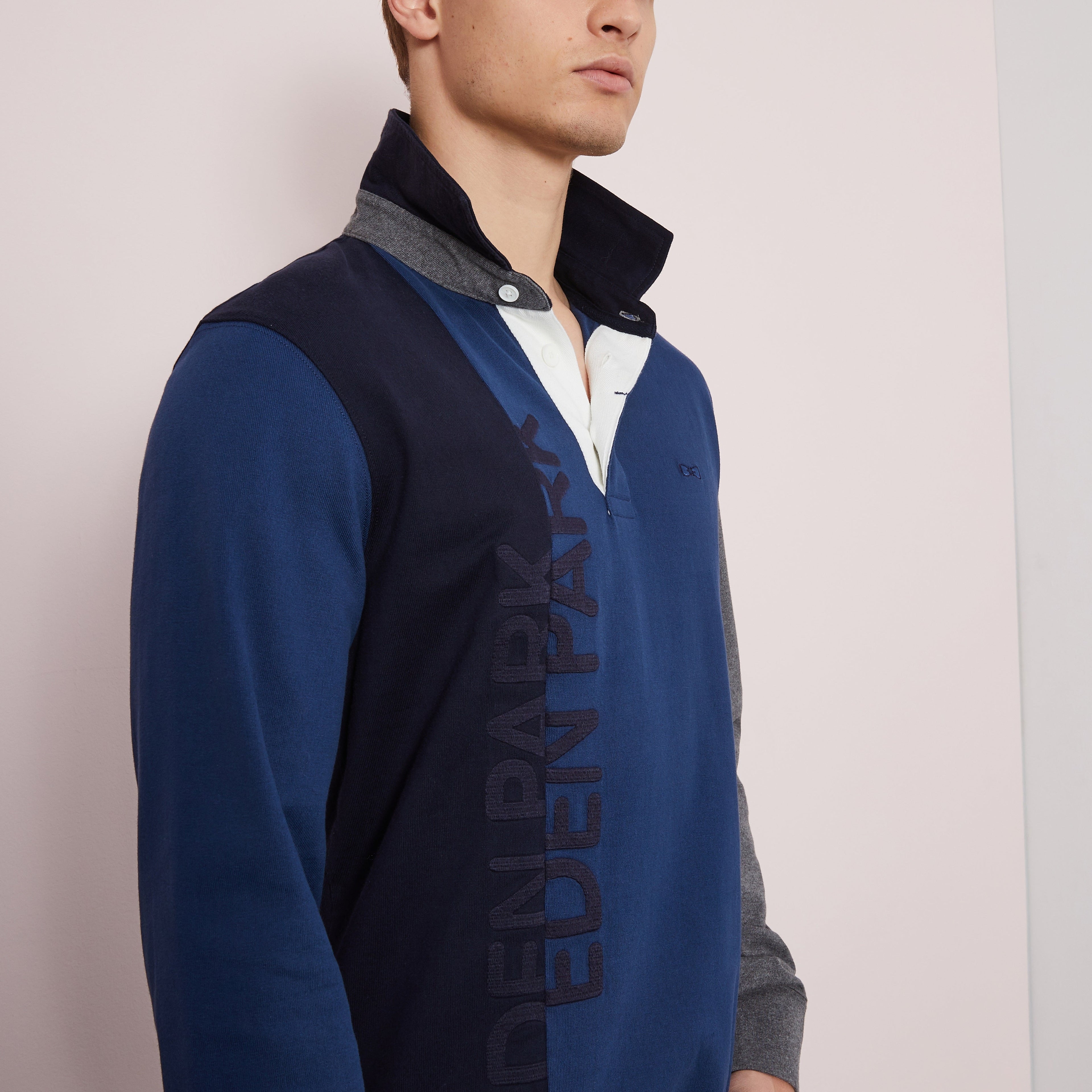 Colour-Block And Embroidery Long-Sleeved Rugby Shirt Eden Park