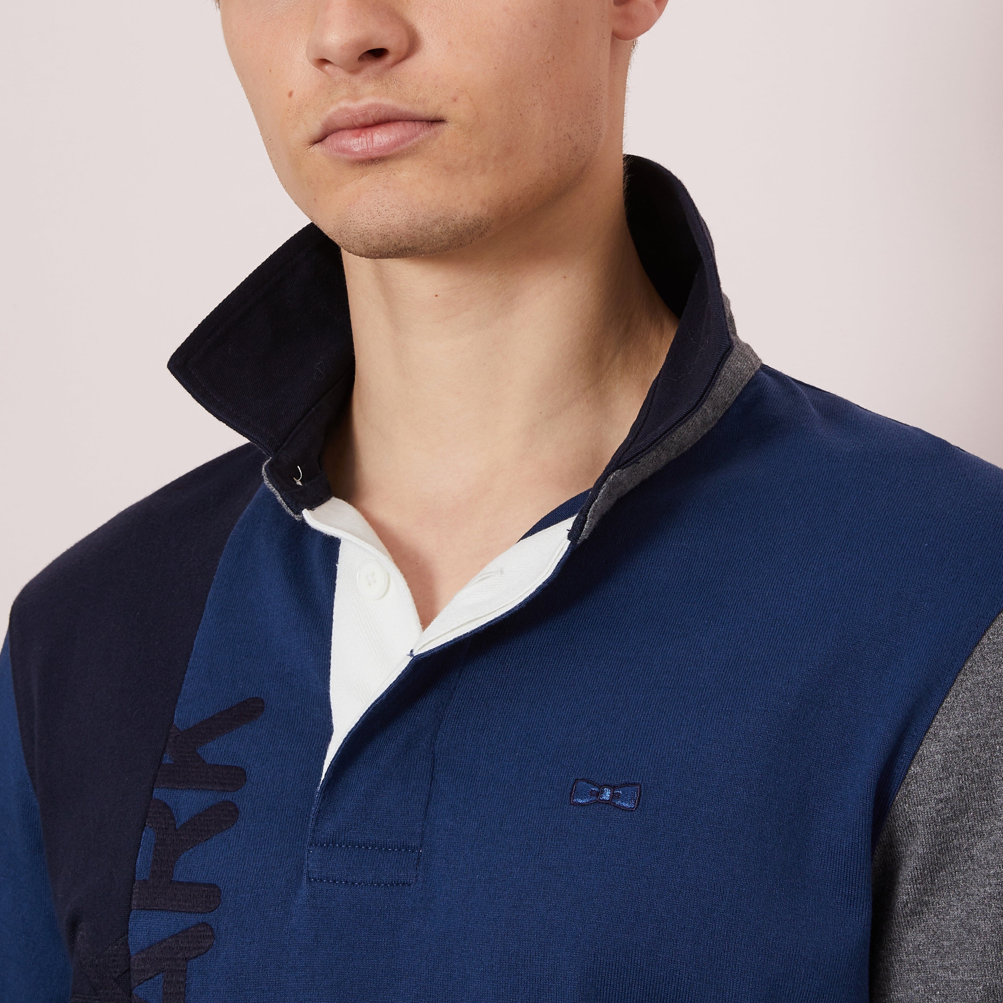 Colour-Block And Embroidery Long-Sleeved Rugby Shirt Eden Park