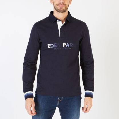 French Flair Embroidered Long-Sleeved Rugby Shirt Eden Park