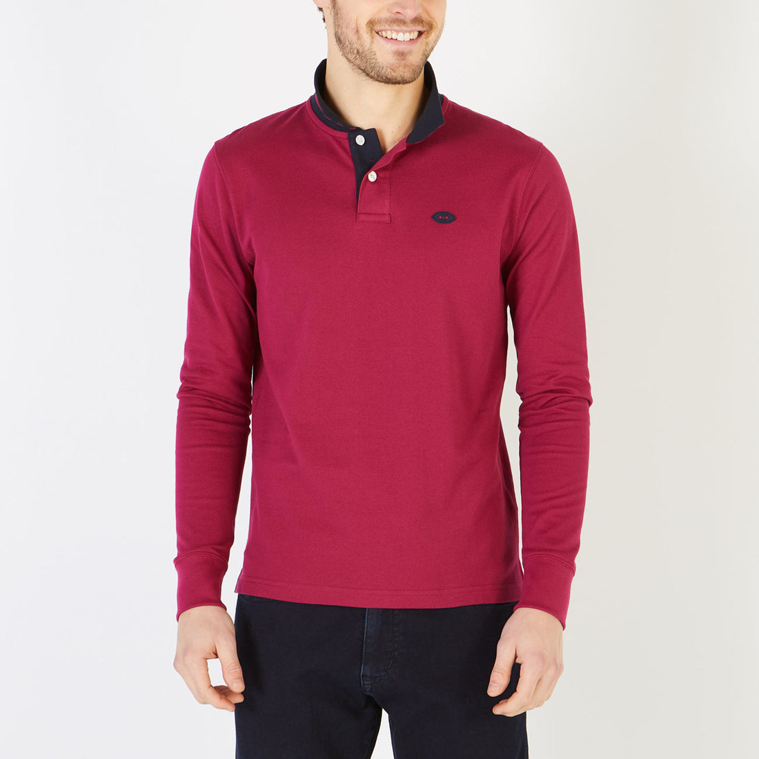 Long-Sleeved Burgundy Polo Shirt Eden Park