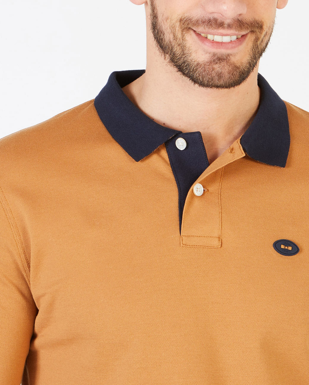 Light Brown Polo Shirt With Long Sleeves Eden Park