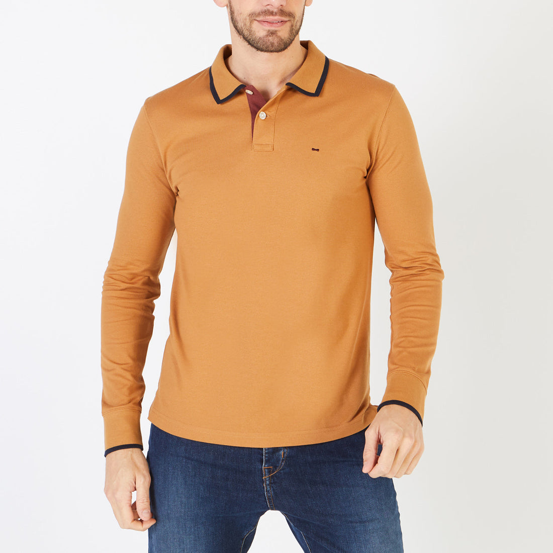 Polo Light Brown Long Sleeves With Contrasting Details Eden Park