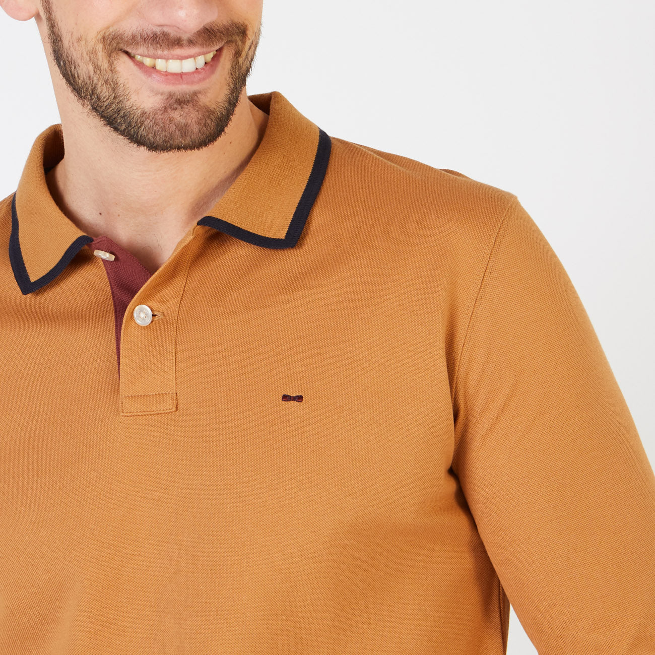 Polo Light Brown Long Sleeves With Contrasting Details Eden Park