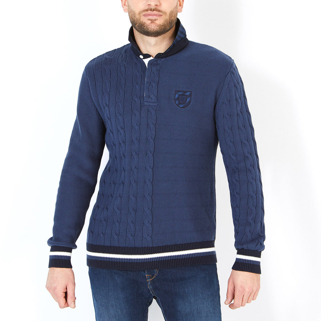 Blue Knitted Dot Game Jumper Eden Park