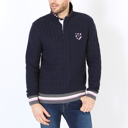 Dark Blue Knitted Stitch Game Jumper Eden Park