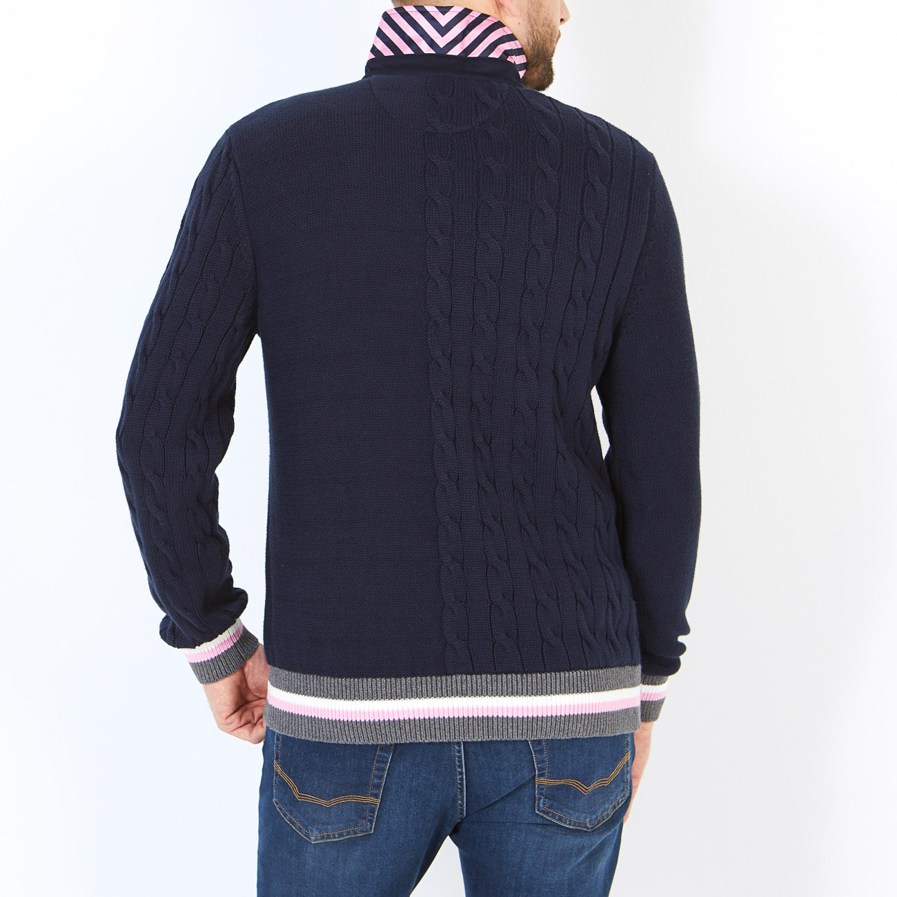 Dark Blue Knitted Stitch Game Jumper Eden Park