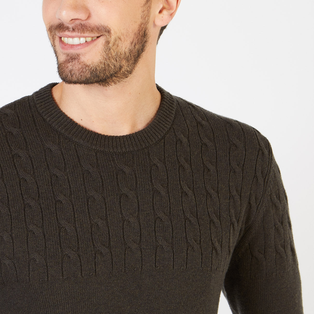 Plain Khaki Cable Knit Sweater Eden Park