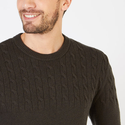 Plain Khaki Cable Knit Sweater Eden Park