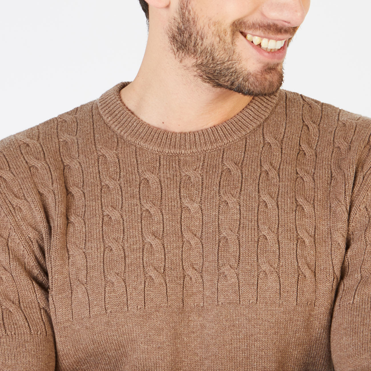 Plain Brown Cable Knit Sweater Eden Park