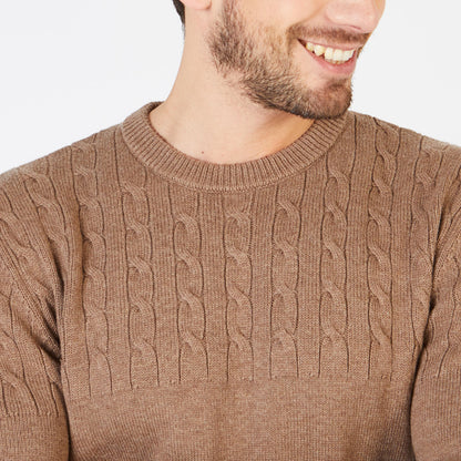 Plain Brown Cable Knit Sweater Eden Park