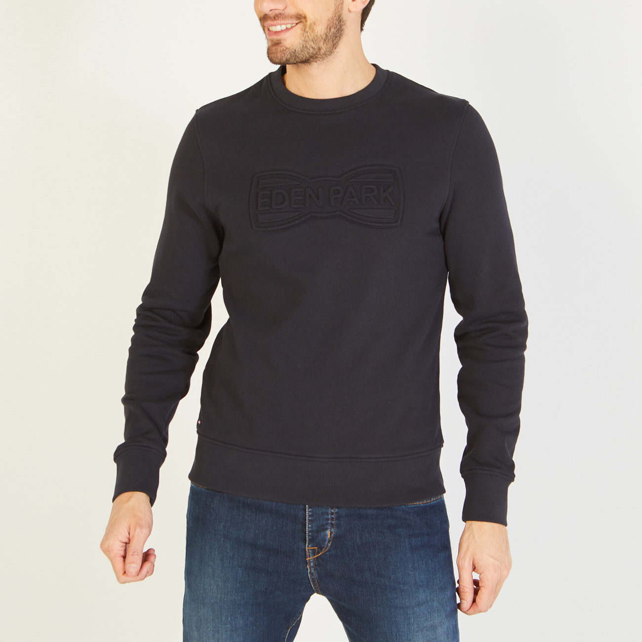 Plain Navy Blue Long-Sleeved Sweatshirt Eden Park