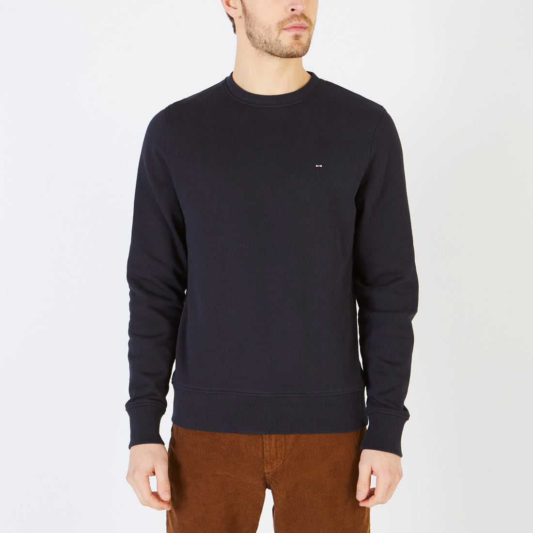 Plain Navy Blue Round-Neck Sweatshirt Eden Park
