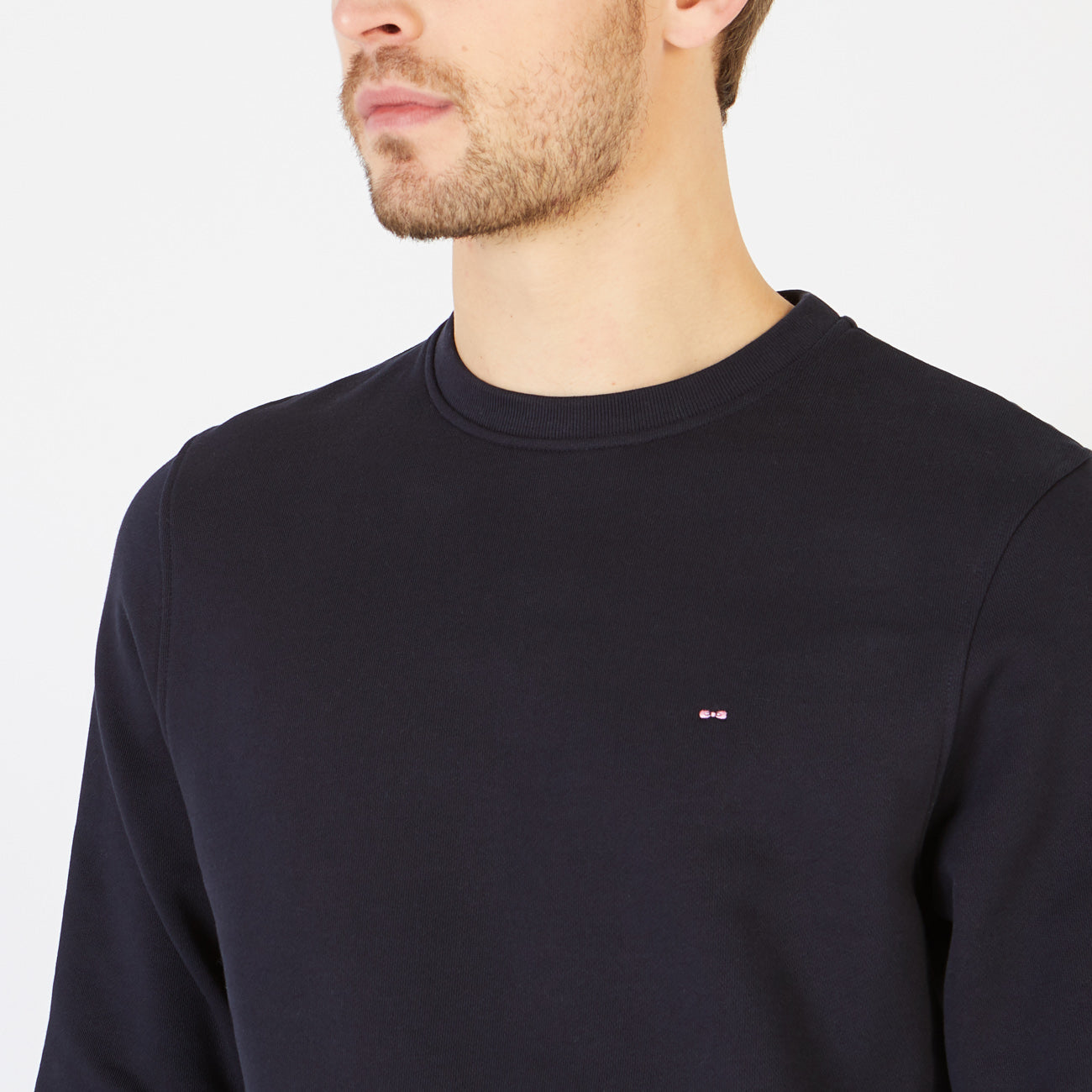 Plain Navy Blue Round-Neck Sweatshirt Eden Park