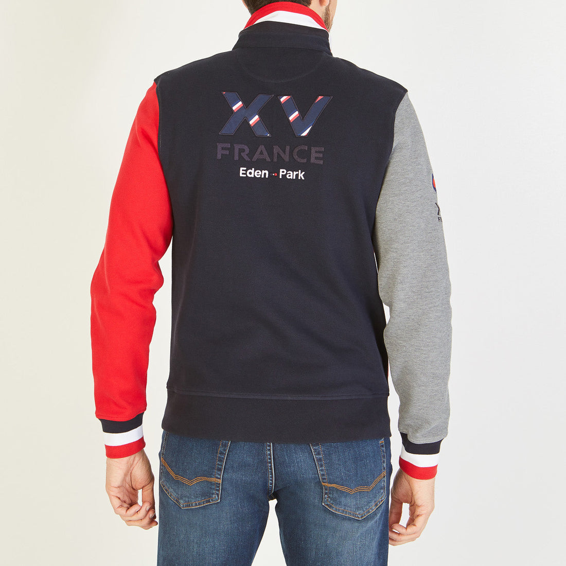 Color-Block XV De France Embroidery Polo Neck Sweatshirt Eden Park