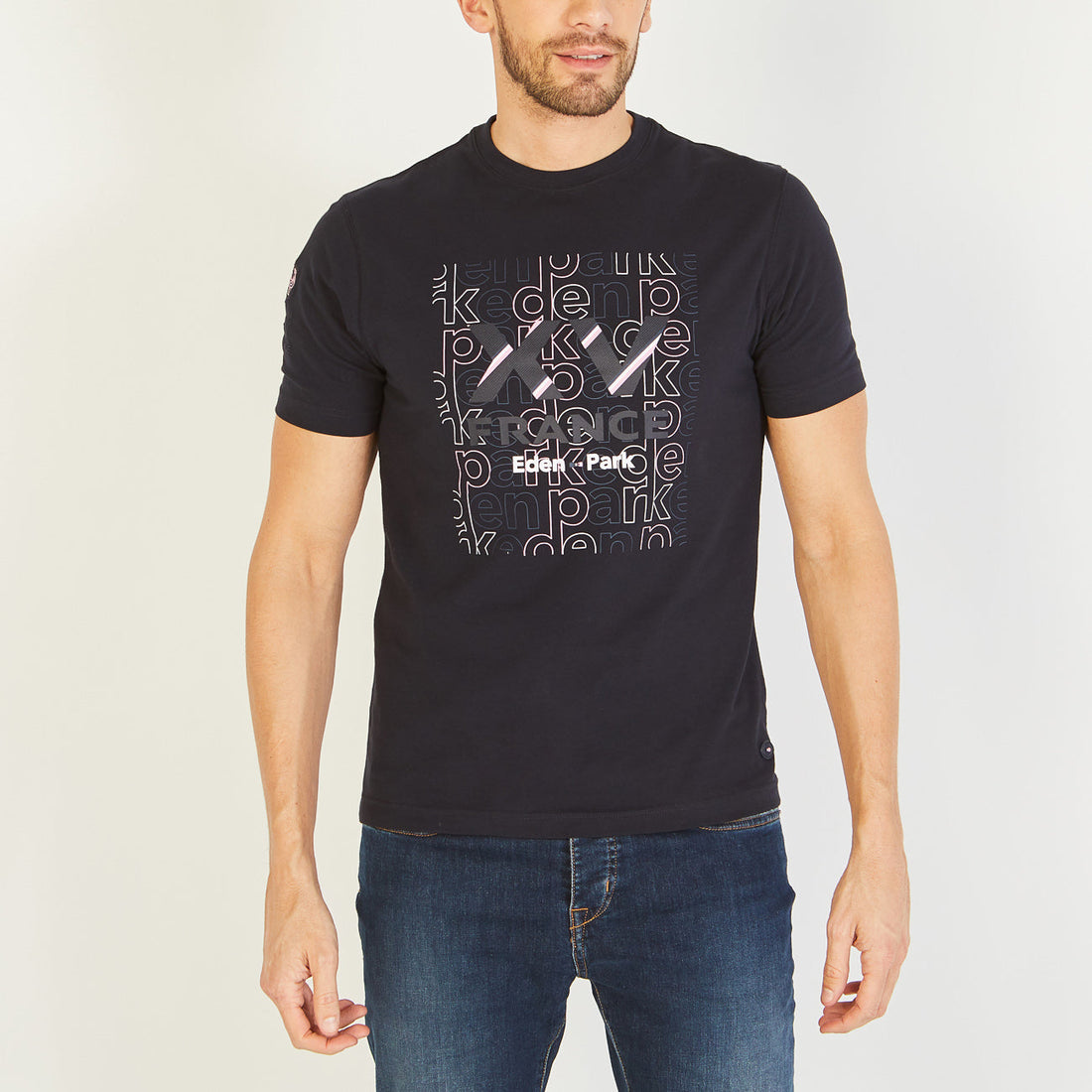 Navy Blue T-Shirt With Xv De France Screen Print Eden Park