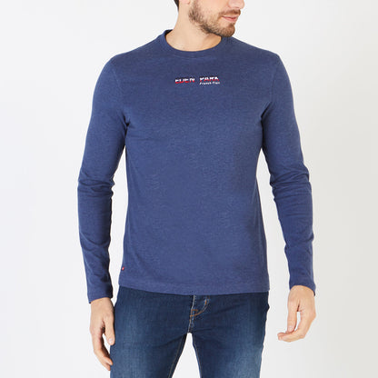 Navy Long-Sleeved T-Shirt With Embroidered French Flair Pattern Eden Park