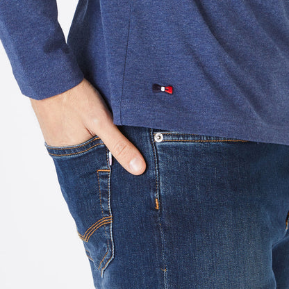 Navy Long-Sleeved T-Shirt With Embroidered French Flair Pattern Eden Park