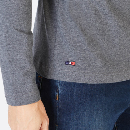 Gray Long-Sleeved T-Shirt With Embroidered French Flair Motif Eden Park