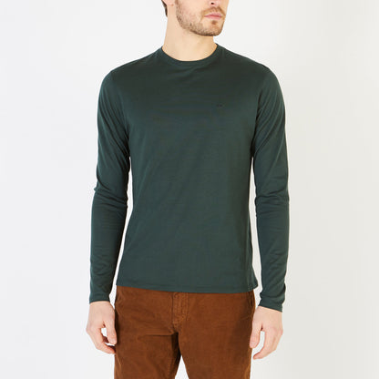 Plain Dark Green Long-Sleeved T-Shirt Eden Park