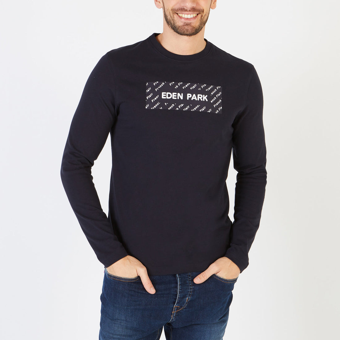 Plain Long-Sleeved T-Shirt With Screen Print Eden Park