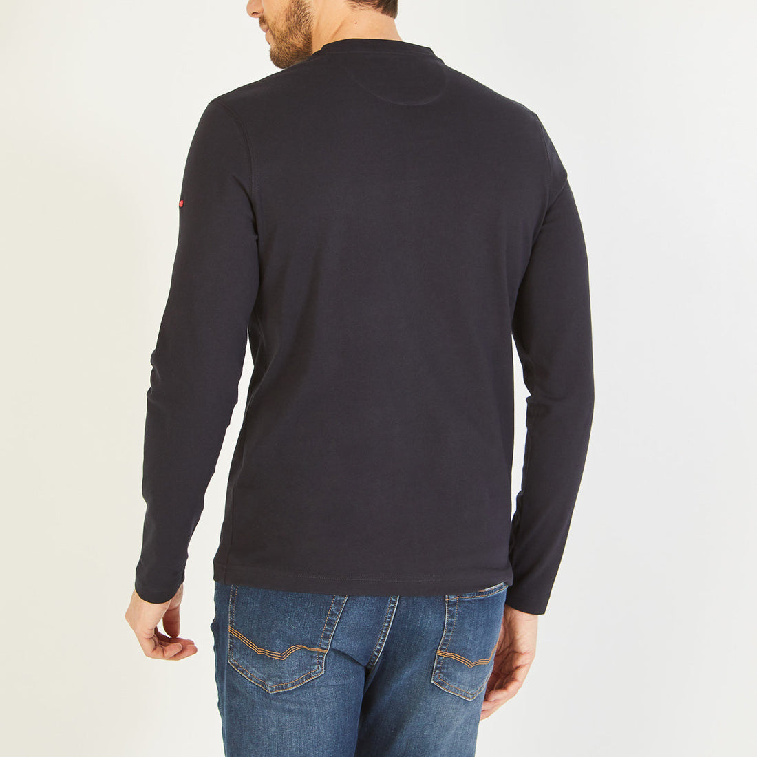 Long-Sleeved Navy Blue T-Shirt With French Flair Screen Print Eden Park